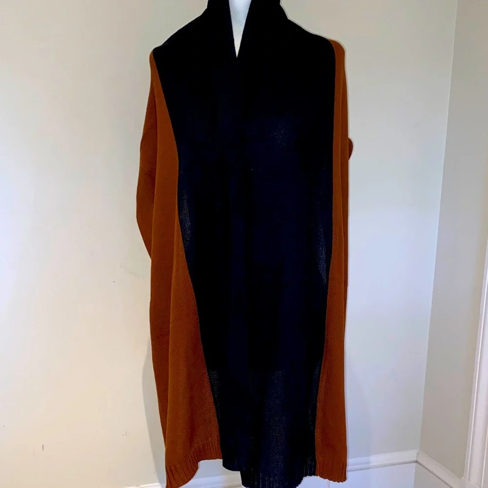 NWT Summersalt two-tone colorblock brown black knit scarf 44 x 70